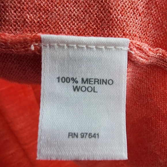 J Jill Women's Tunic Top 100% Merino Wool Size M Orange 3/4 Sleeves - Picture 14 of 14